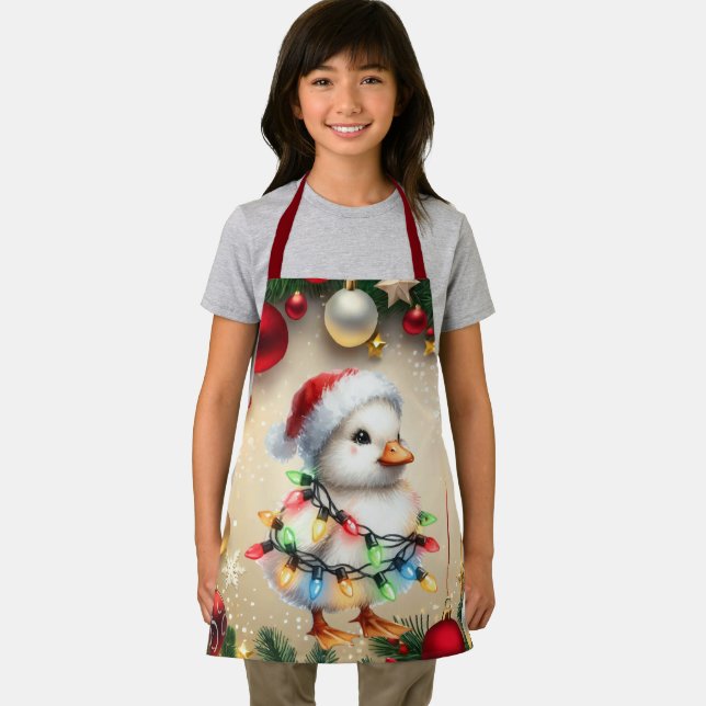 Merry Christmas Little Duckling Tangled In Lights Apron (Insitu)