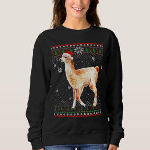 Merry Christmas Llama Hat Santa  In Snow Ugly Swea Sweatshirt