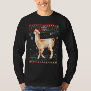 Merry Christmas Llama Hat Santa  In Snow Ugly Swea T-Shirt