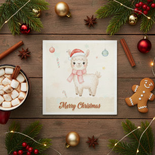 Merry Christmas Llama Paper Napkins