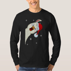 Merry Christmas Llama With Santa Hat Snow Xmas Lla T-Shirt