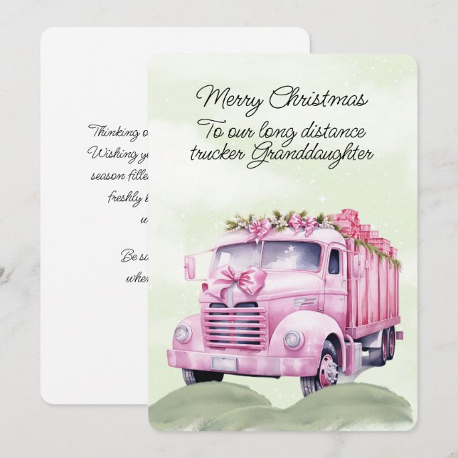 Merry Christmas Long Haul Trucker Granddaughter (Front/Back)