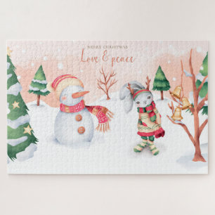 Merry Christmas Love and Peace Jigsaw Puzzle