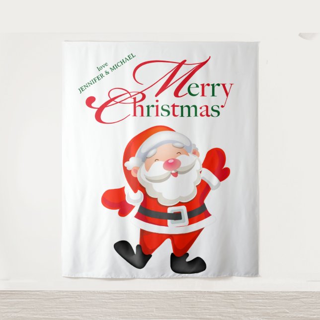 Merry Christmas Love Funny Santa Backdrop Tapestry (Front)