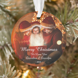 Merry Christmas Love Grandma Grandpa Photo Ornament
