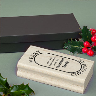 Merry Christmas Lozenge Logo Style Bold Script Rubber Stamp