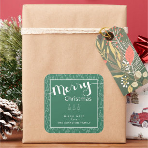 Merry Christmas Made With Love Baking Homemade Square Sticker