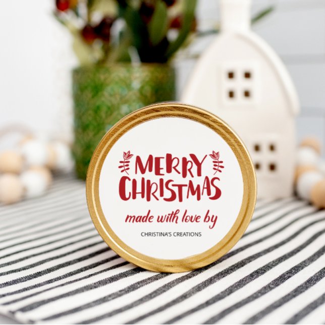 Merry Christmas Made with Love Classic Round Stick Sticker (Creator Uploaded)