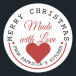Merry Christmas Made With Love Classic Round Sticker<br><div class="desc">Share your festive happiness with baked goodies. Add the Merry Christmas stickers with made with love typography to  add a special touch.</div>