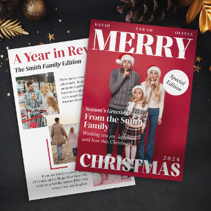 Merry Christmas Magazine Cover A Year in Review Holiday Card