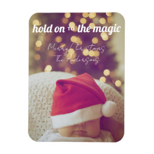 Merry Christmas Magic Custom Photo & Text Greeting Magnet
