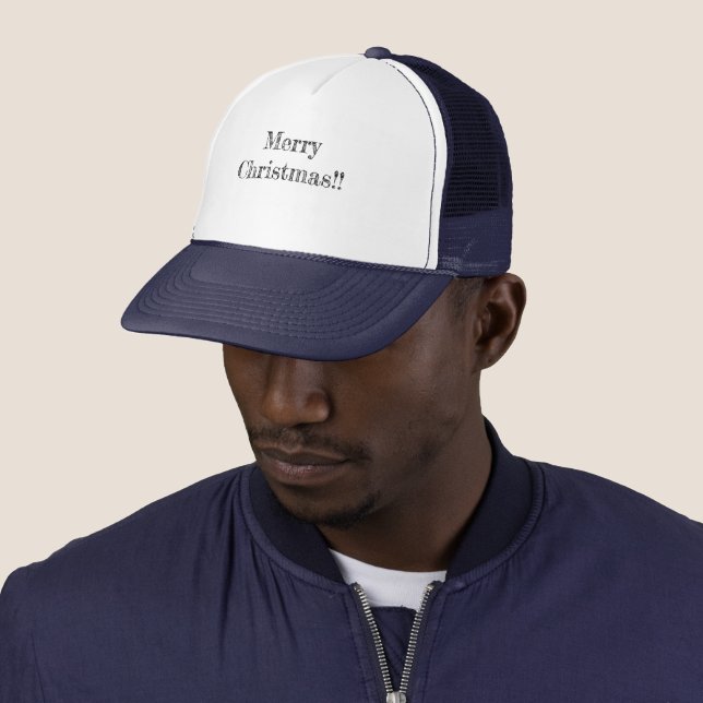 Merry Christmas Magic Printed Name White-Navy-Cap Trucker Hat (In Situ)