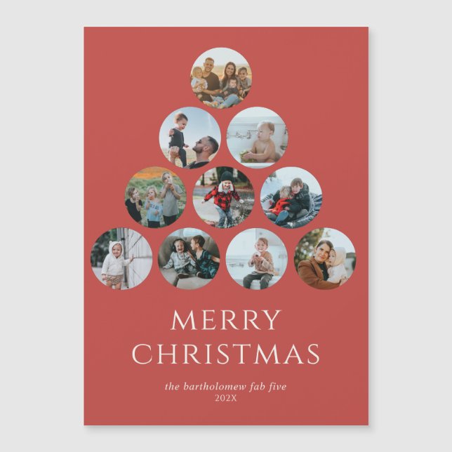 Merry Christmas Magnet 10 Photos Red (Front)