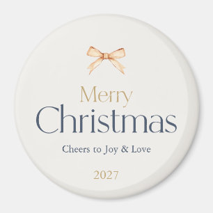 Merry Christmas Magnet with Gold Bow
