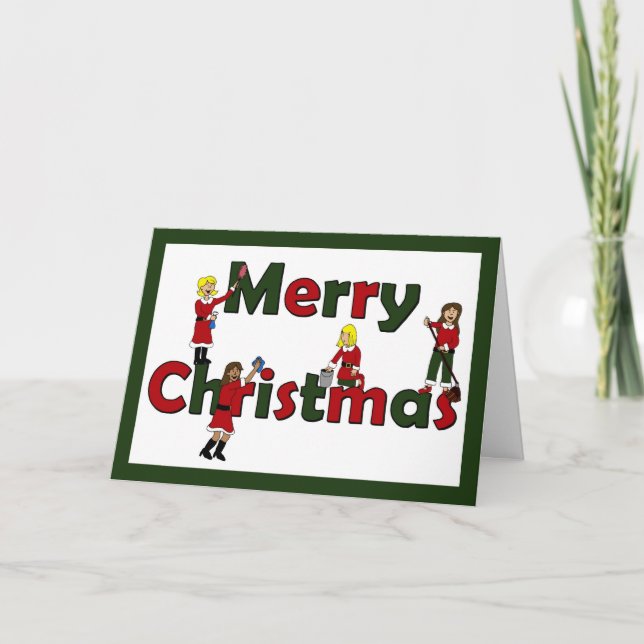 Merry Christmas maid service employee Holiday Card (Front)
