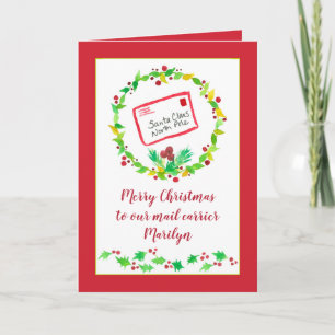Merry Christmas Mail Carrier Custom Name Card