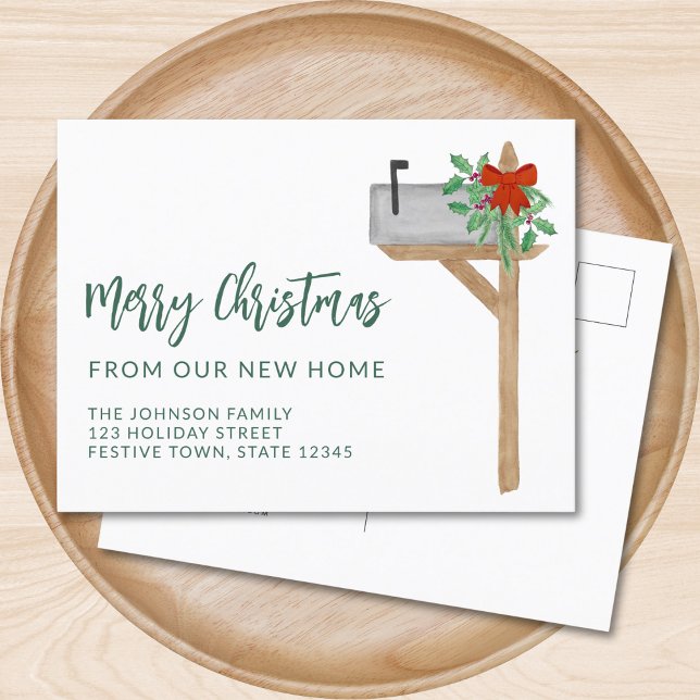 Merry Christmas Mailbox Announcement Postcard (Creator Uploaded)