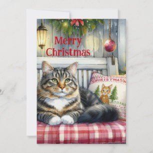 Merry Christmas Maine Coon Cat Holiday Card