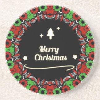 Merry Christmas mandala designs Coaster