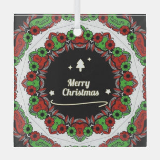 Merry Christmas mandala designs Glass Tree Decoration