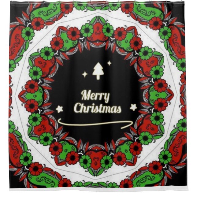 Merry Christmas mandala designs Shower Curtain (Front)