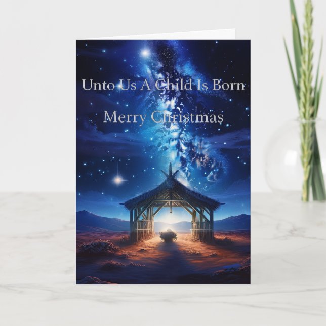 Merry Christmas Manger  Holiday Card (Front)