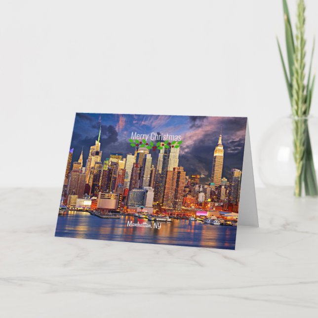 Merry Christmas, Manhattan, NY Card (Front)