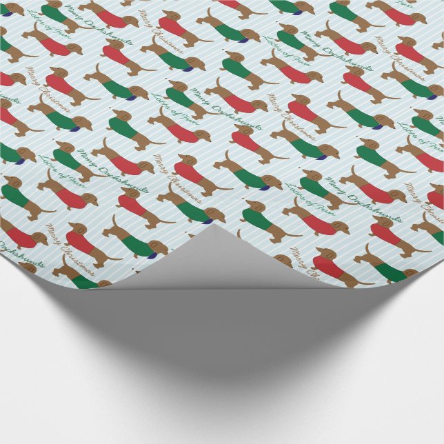 MERRY CHRISTMAS, MANY DACHSHUNDS GIFT WRAP PAPER (Corner)