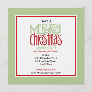 Merry Christmas margarita green Square Invitation