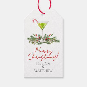 Merry Christmas Martini and Mistletoe Couples Gift Tags