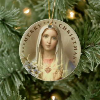 Merry Christmas | Mary virgin | Ceramic Ornament