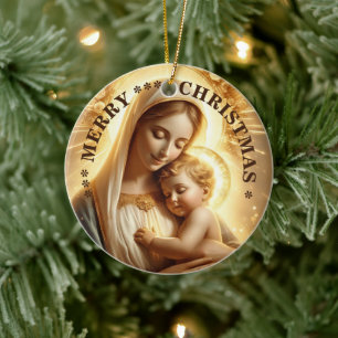 Merry Christmas   Mary virgin   Ceramic Ornament