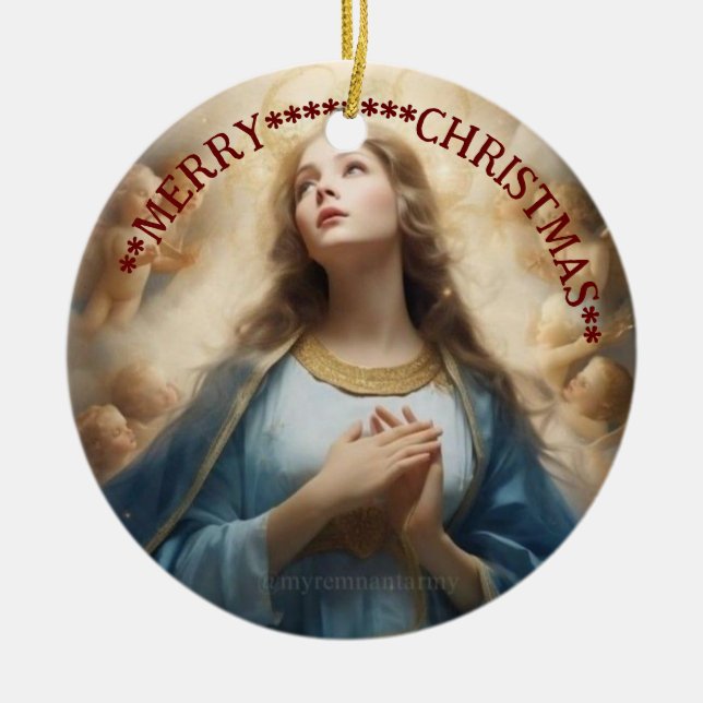 Merry Christmas | Mary virgin | Ceramic Ornament (Front)