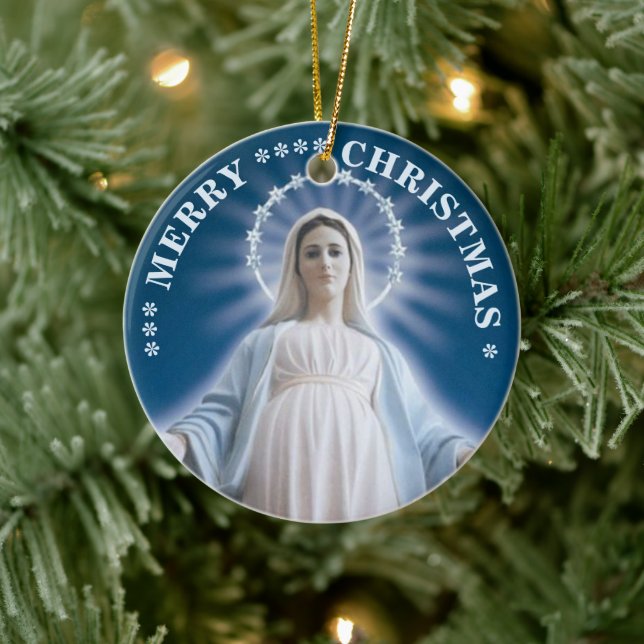 Merry Christmas | Mary virgin | Ceramic Ornament (Tree)