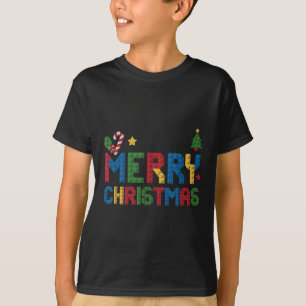 Merry Christmas Master Builder Kids Building Block T-Shirt