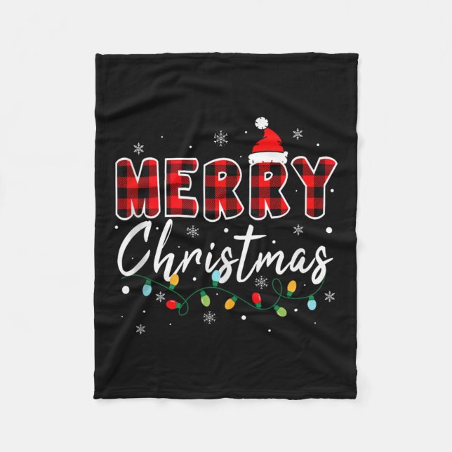 Merry Christmas Matching Family Pajamas Santa Holi Fleece Blanket (Front)