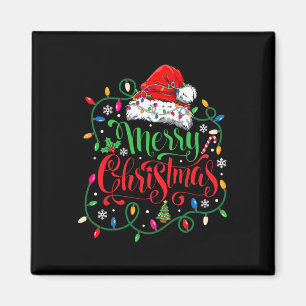 Merry Christmas Matching Family Santa Hat Lights X Magnet
