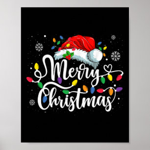Merry Christmas Matching Family Santa Hat Lights X Poster
