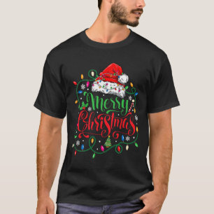 Merry Christmas Matching Family Santa Hat Lights X T-Shirt