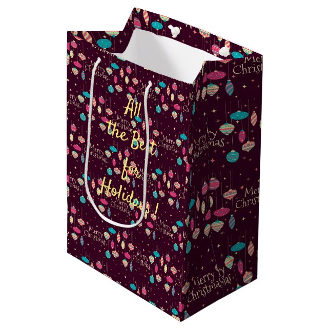 Merry Christmas Medium Gift Bag (Front Angled)