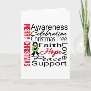 Merry Christmas Melanoma Ribbon Collage Holiday Card