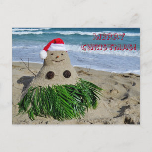 Merry Christmas Mele Kalikimaka Sandman Snowman Holiday Postcard