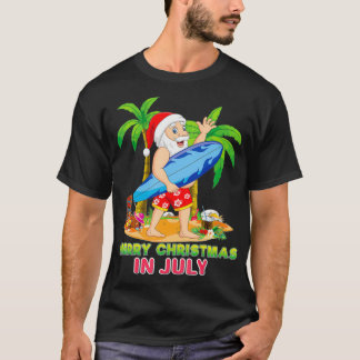 Merry Christmas Mele Kalikimaka Santa Surfing Surf T-Shirt
