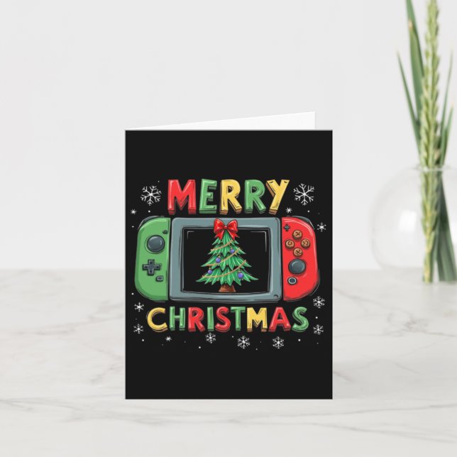 Merry Christmas Men Boys Kids Gaming Gamer Xmas Fu Card (Front)