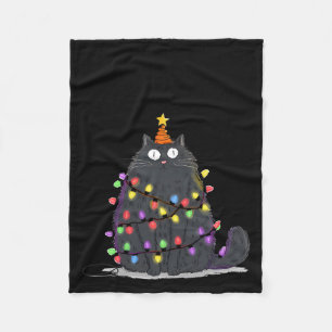 Merry Christmas Meowy Cats Tree Lovers Cute Catmas Fleece Blanket