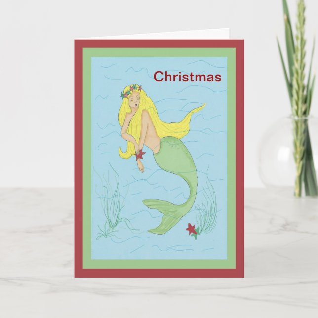 Merry Christmas Mermaid Card (Front)