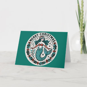 Merry Christmas Mermaid Card