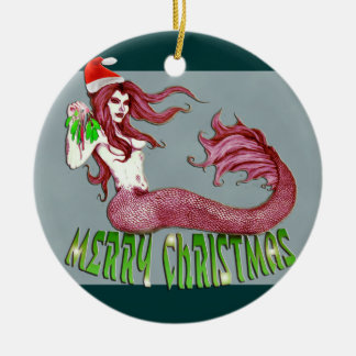 Merry Christmas Mermaid Ornament