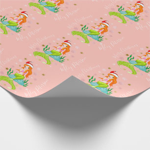 Merry Christmas mermaid & snowflakes personalised Wrapping Paper
