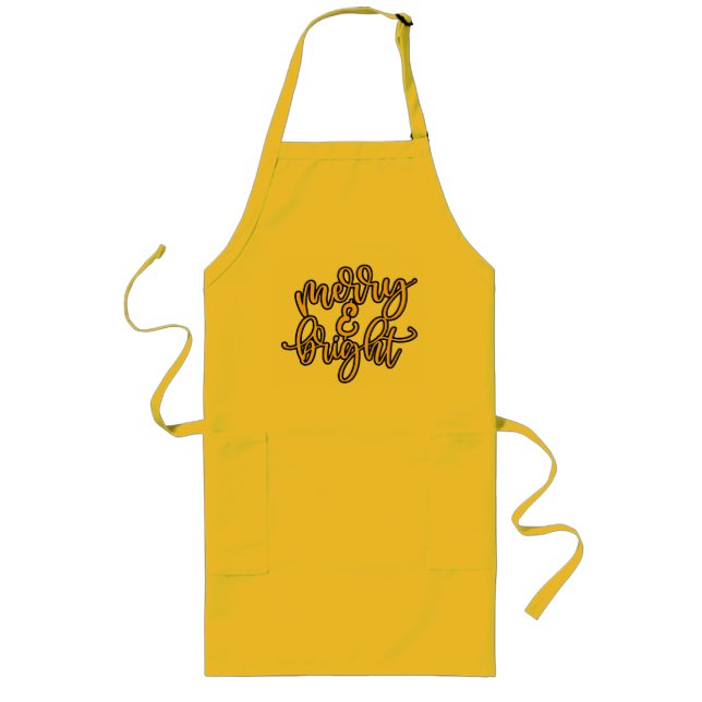Merry Christmas Merry and Bright Long Apron (Front)